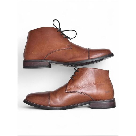 Men’s Stafford Chukka Genuine Leather Brown Tan Lace up Ankle Dress Boots-Sz 10M - Picture 3 of 8